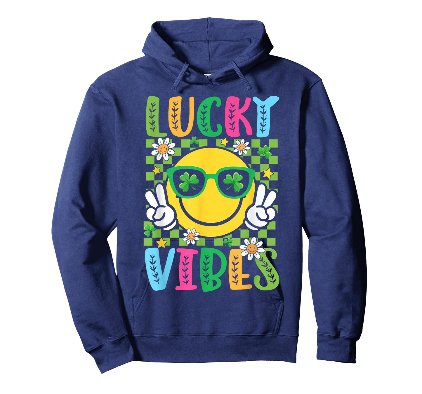 St Patricks Day Lucky Vibes Shamrock Irish Women Girls Kids T-Shirt