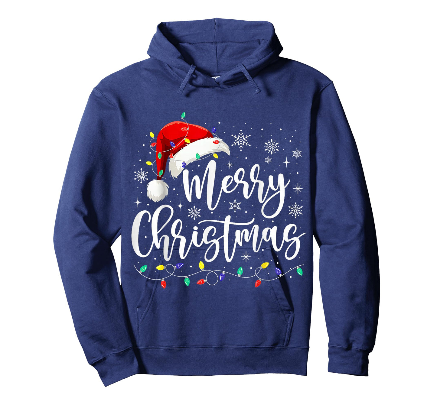Merry Christmas Lights Red Santa Hat Xmas Family Men Women T-Shirt