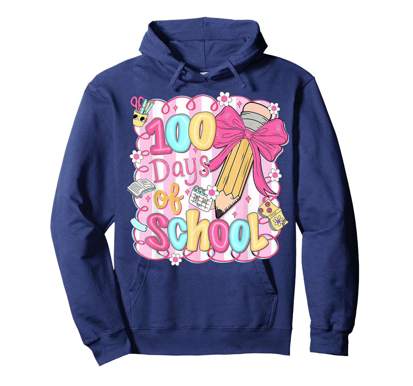 Preppy 100 Days of School Coquette Pencil Bow Girl Women T-Shirt