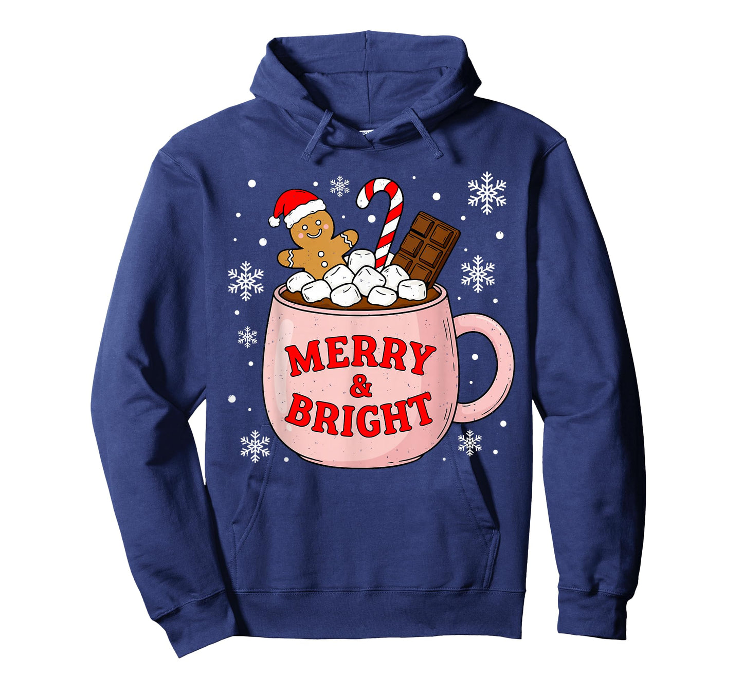 Merry and Bright Gingerbread Santa Hot Cocoa Christmas Xmas T-Shirt