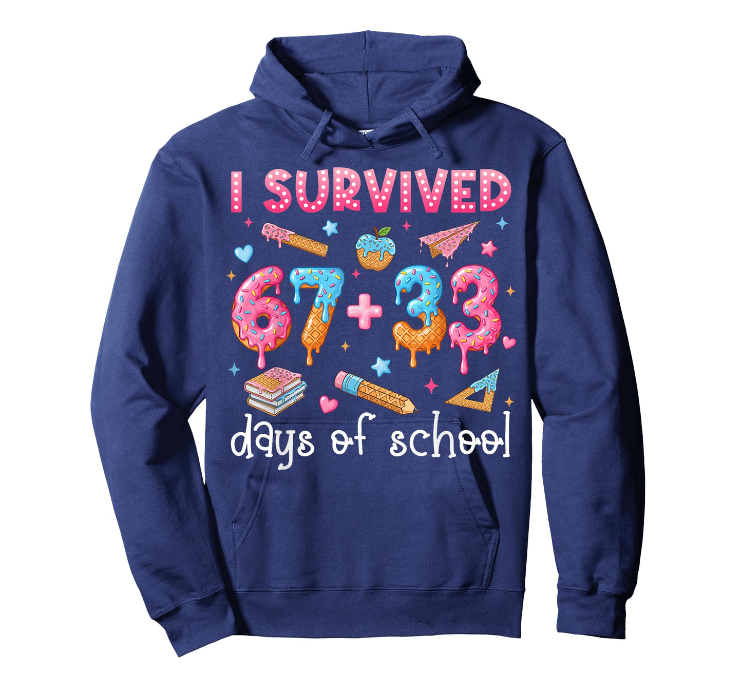 100 Days Survived Ice Cream Drip Funny 100th Day of School T-Shirt