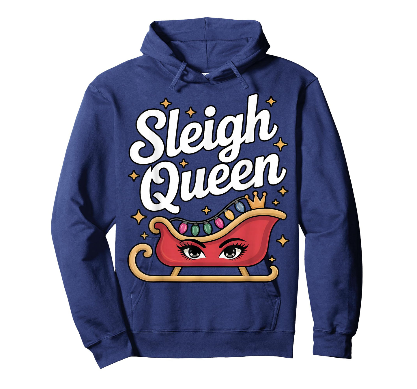 Sleigh Queen Funny Christmas Lights Glam Holiday T-Shirt