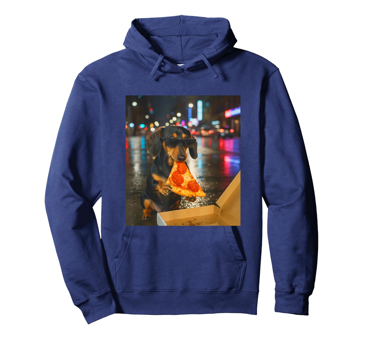 Funny Dachshund Dog Eating Pizza Meme Retro T-Shirt