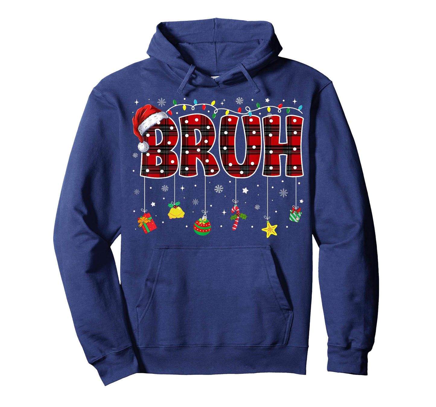Bruh Funny Christmas Red Plaid Teens Boys Kids Xmas Pajamas T-Shirt