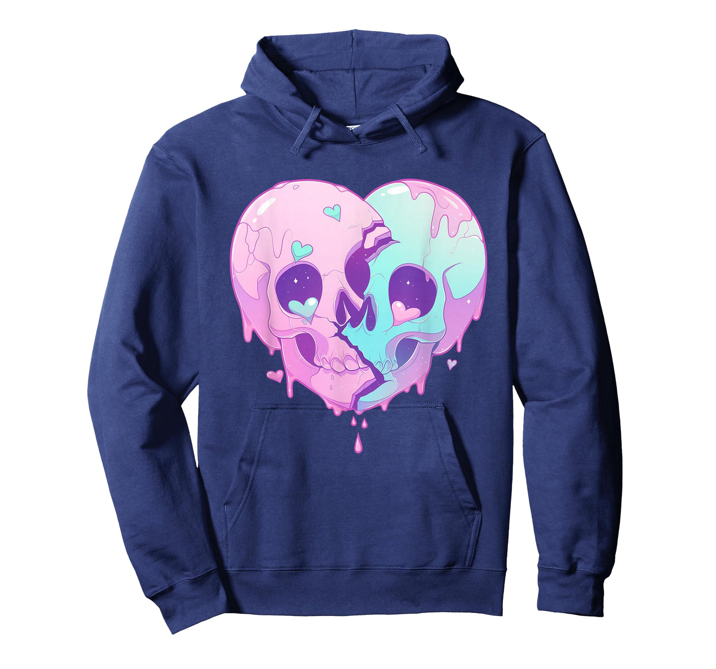 Kawaii Pastel Goth Creepy Cute Melty Broken Heart Skulls T-Shirt