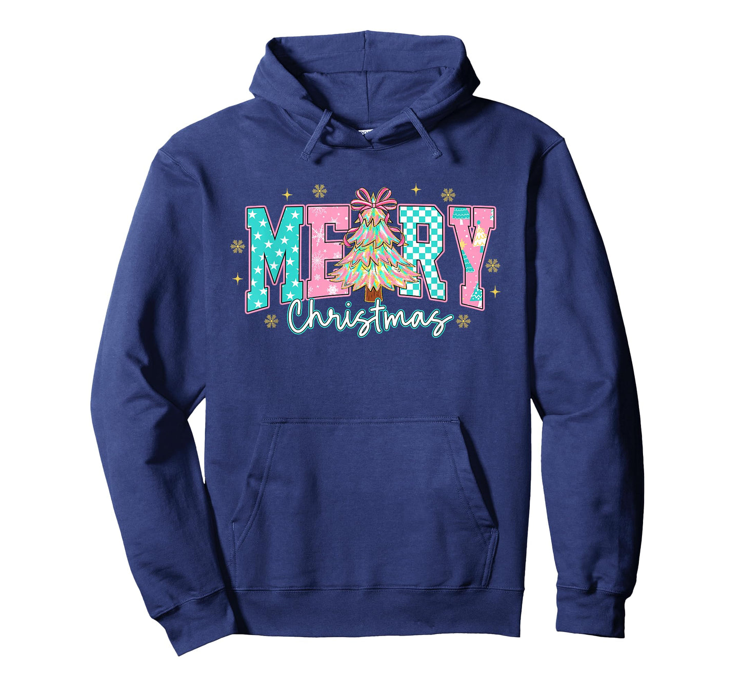 Cute Pastel Merry Christmas Retro Pink Teal Tree Gift T-Shirt