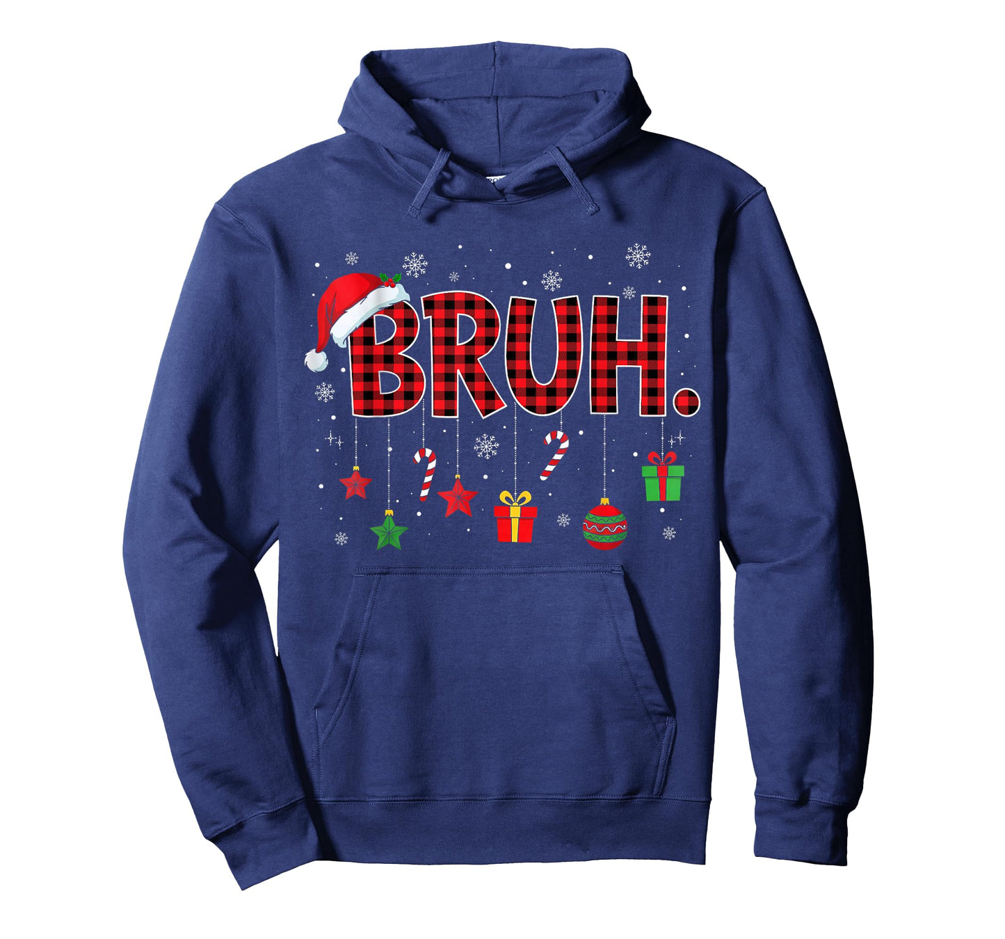 Bruh Funny Christmas Red Plaid Teens Boys Kids Xmas Pajamas T-Shirt