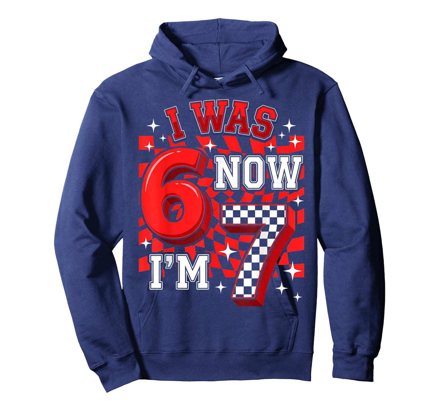 Red Checkered I was 6 Now I'm 7 Funny 67 Birthday Boy T-Shirt
