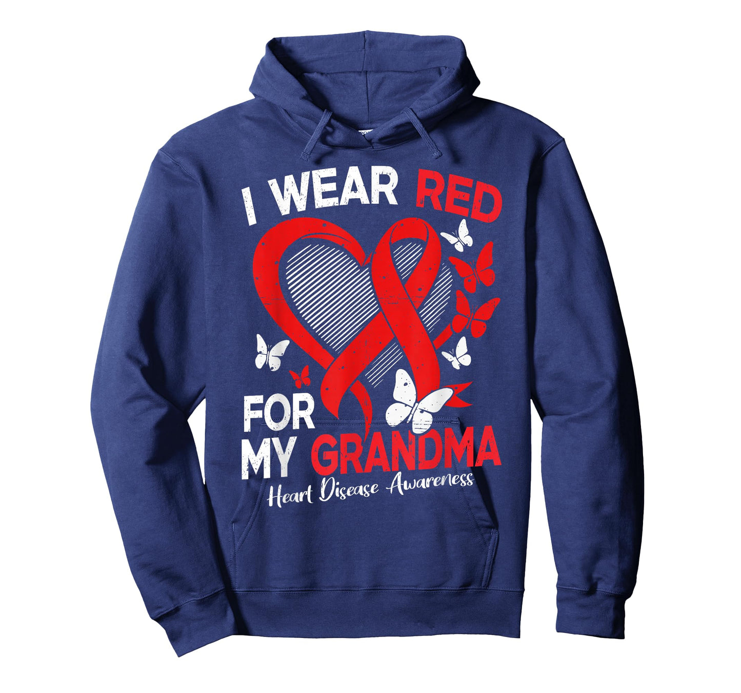I Wear Red for My Grandma Heart Disease Awareness Butterfly T-Shirt