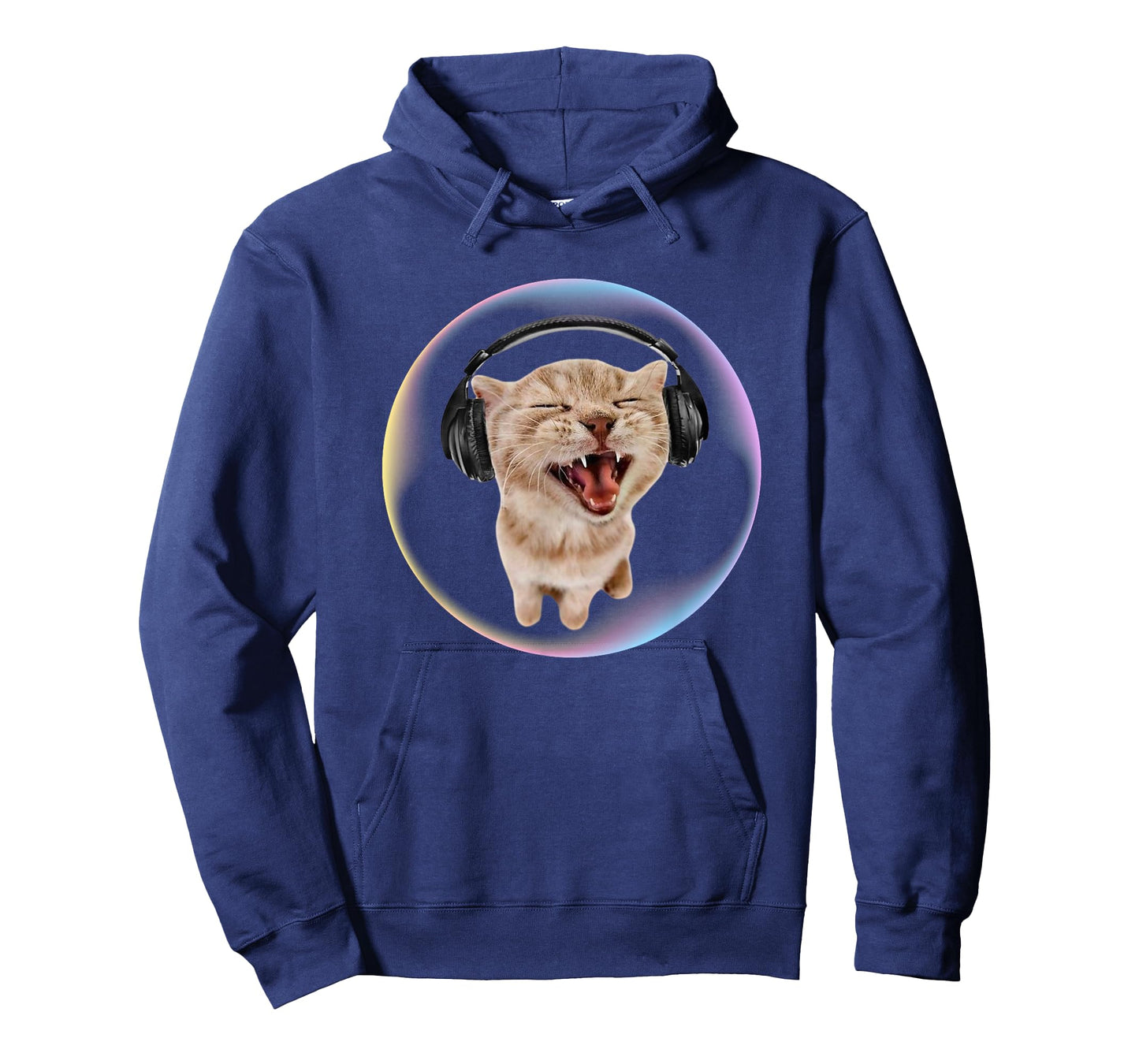 Frutiger Aero Cat Wearing Headphones Bubble 2000s Gen-Z Meme T-Shirt