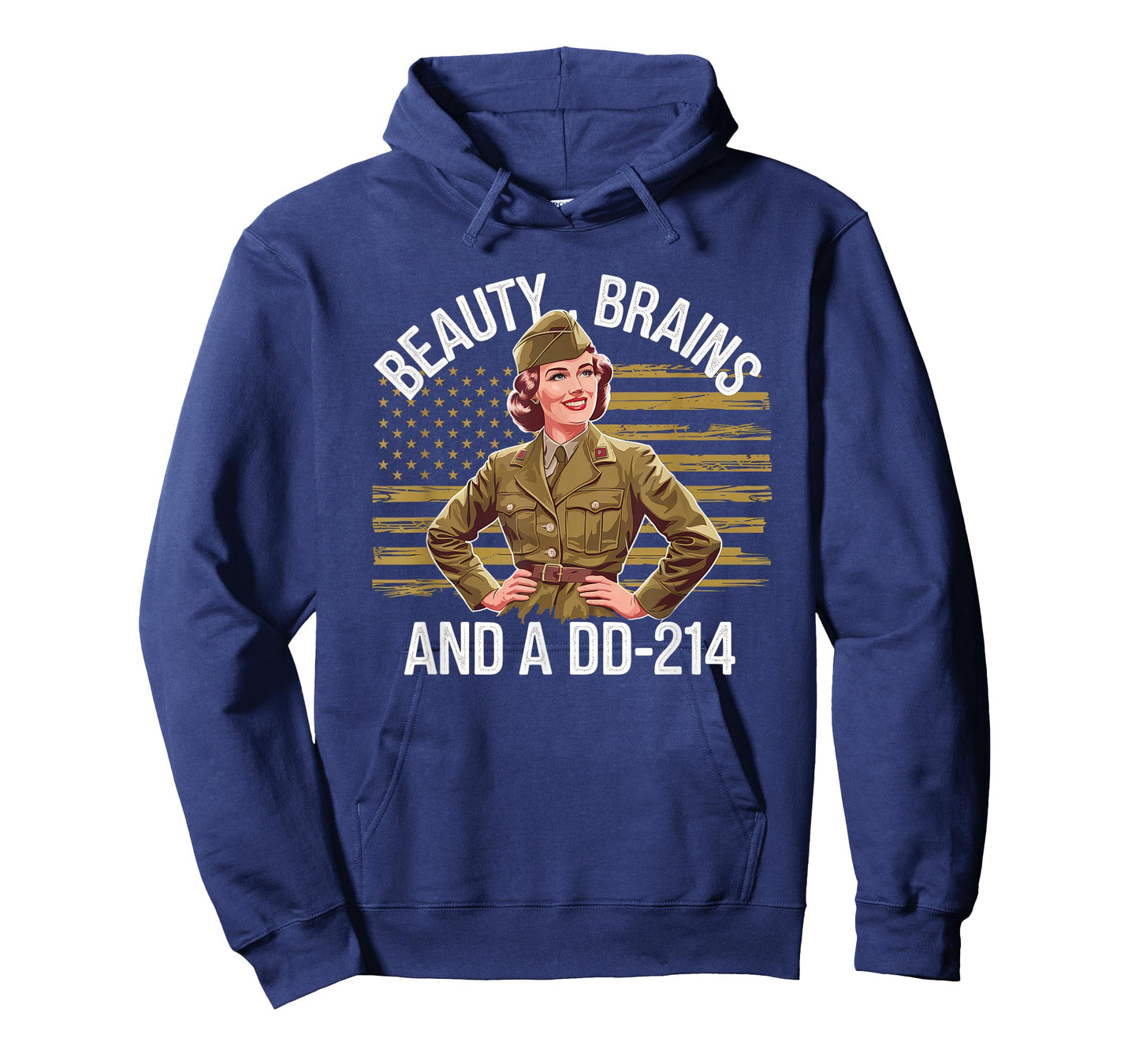 Beauty Brains and A DD-214 Strong Veteran Woman American T-Shirt
