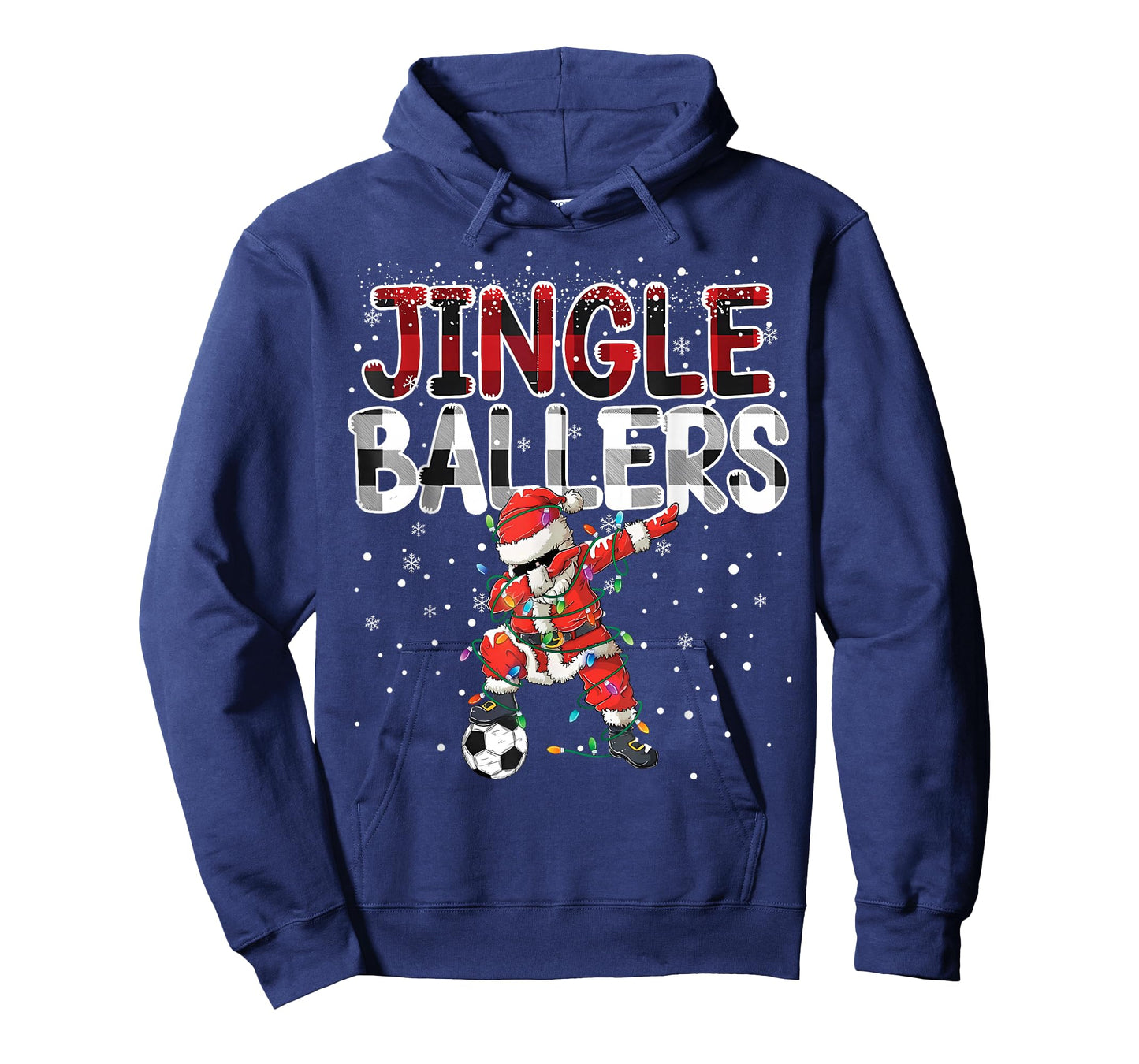 Jingle Ballers Santa Football Christmas Soccer Plaid T-Shirt