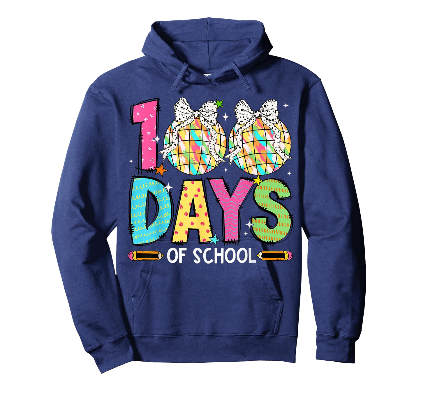 100 Days of School Disco Ball Coquette Bow Girl Kid Teacher T-Shirt
