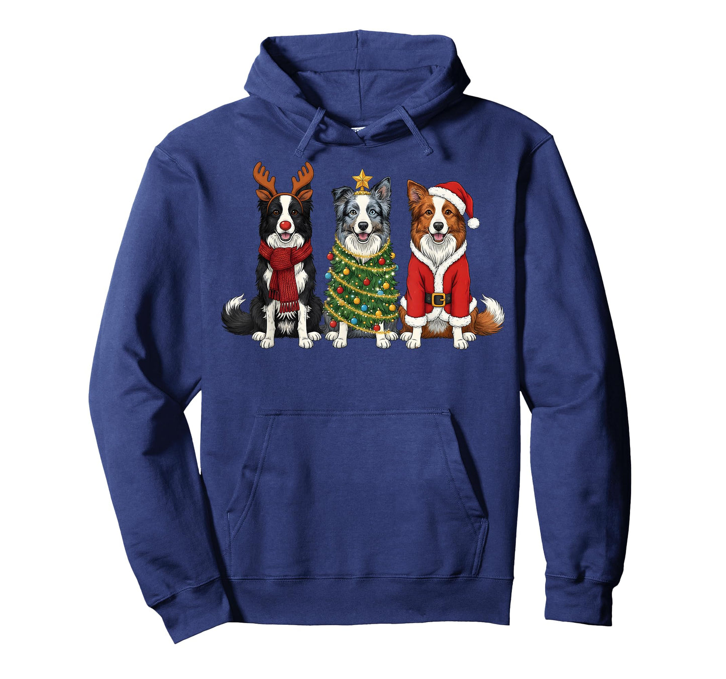 Retro Christmas Border Collie Santa Reindeer Dog Lover T-Shirt