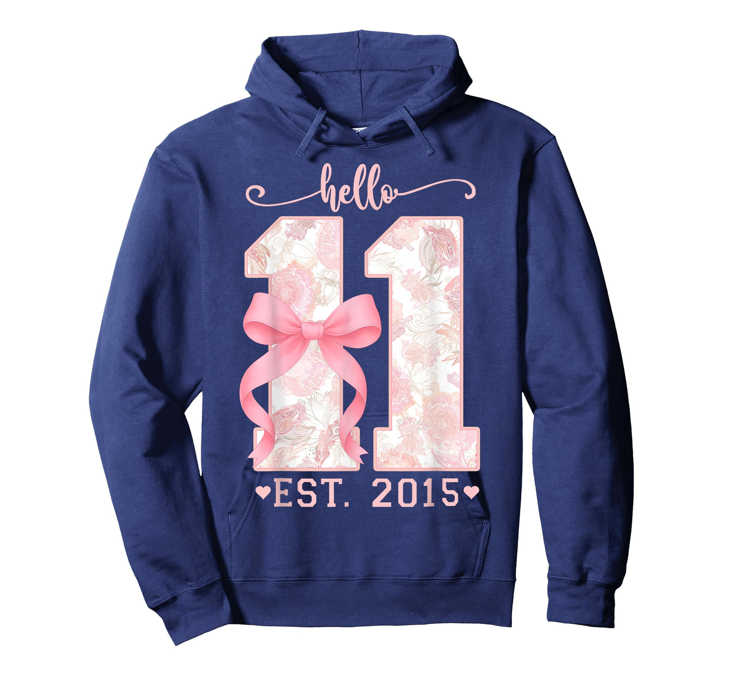 Hello Eleven Est 2015 Pink Coquette Bow 11th Birthday Girl T-Shirt