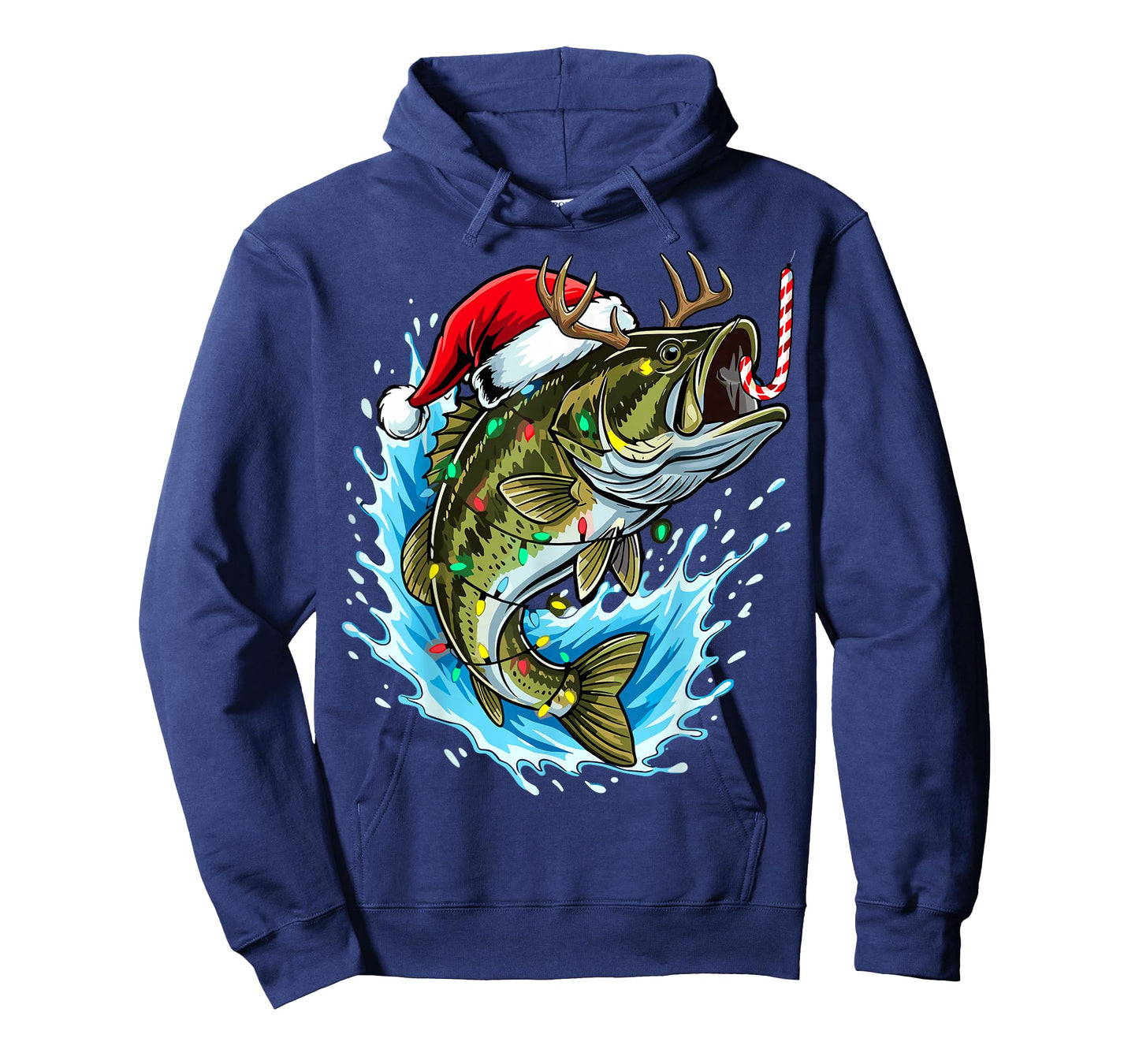 Christmas Bass Fishing Lights Xmas Santa Hat Fish T-Shirt