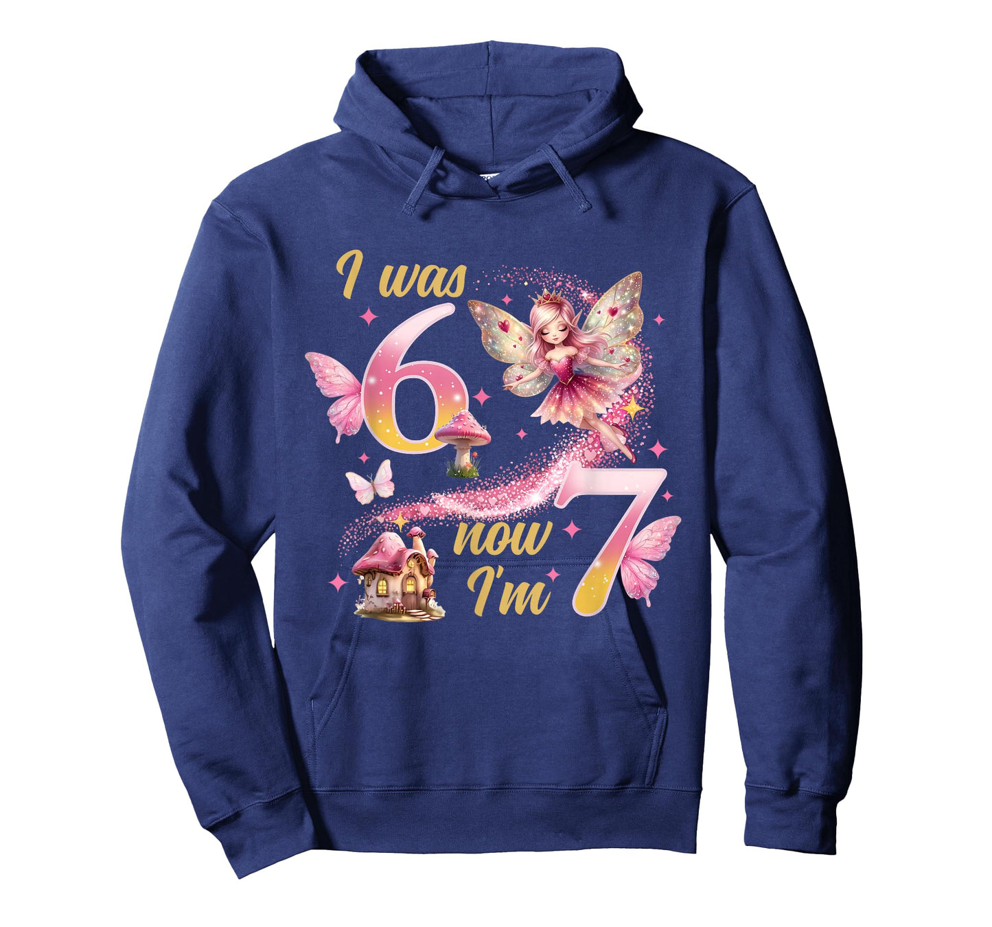 I was 6 Now I'm 7 Year Old Girls 7th Fairy Birthday Princess T-Shirt