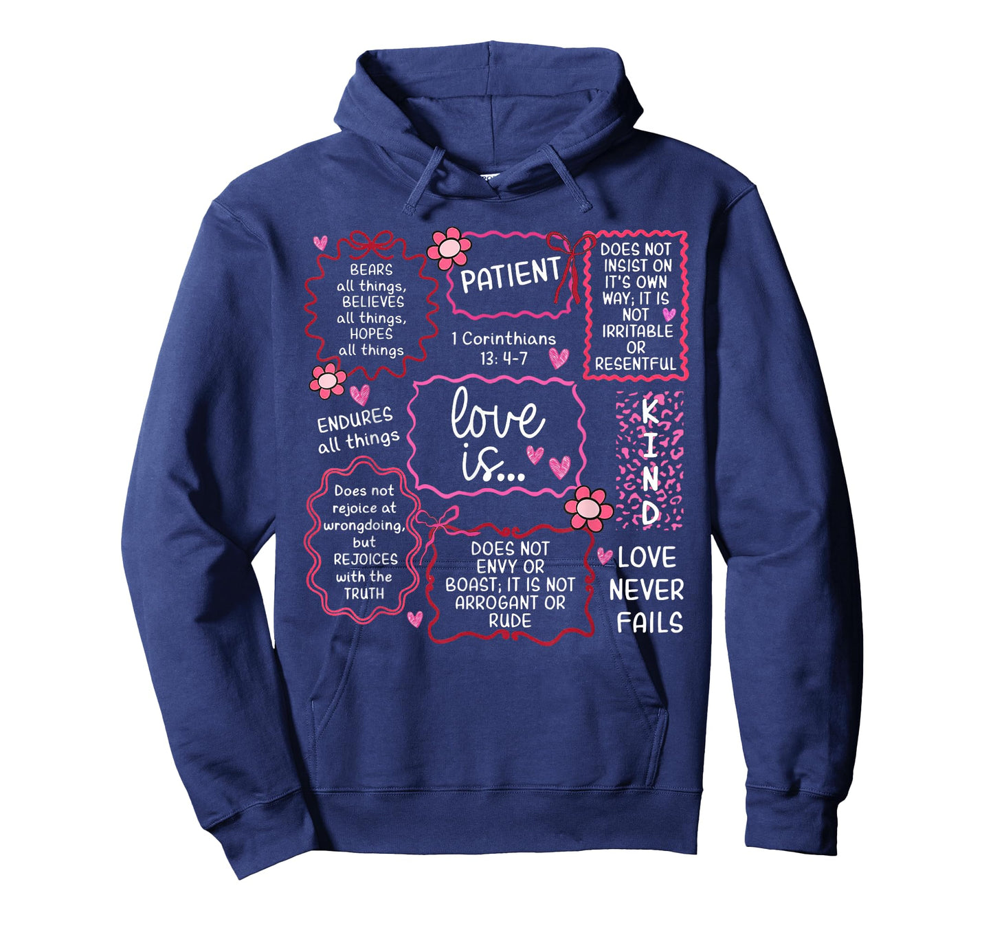 Love Never Fails Heart Christian Valentines Day T-Shirt