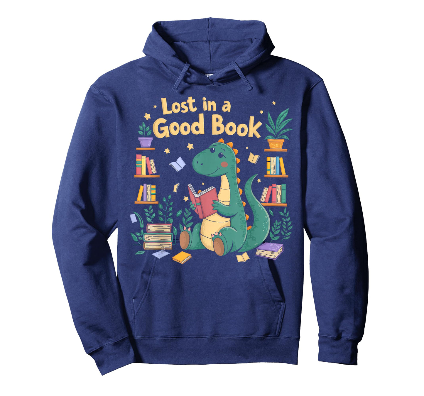 Lost in a Good Book Cute Reading Dinosaur Illustration T-Shirt