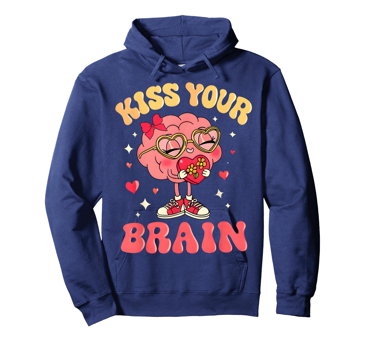 Valentine Kiss Your Brain Retro Teacher Squad Heart Kid T-Shirt