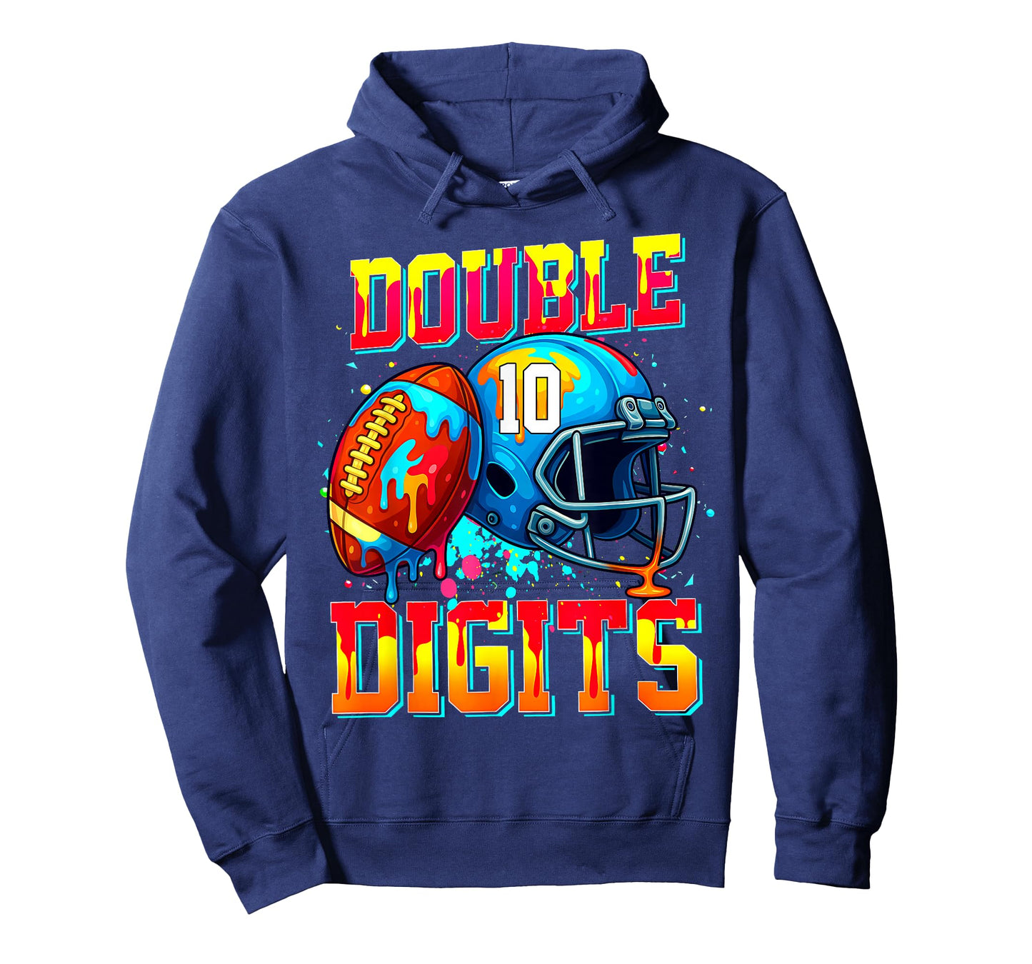 Ice Cream Drip Football Double Digits 10th Birthday Boy T-Shirt