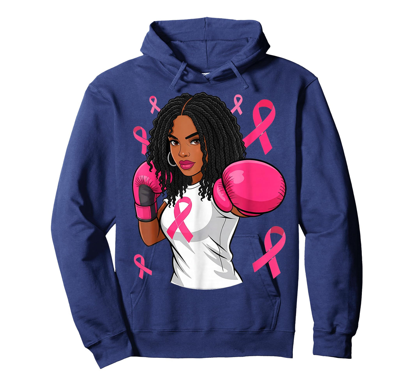 Women Black African American Breast Cancer Afro Pink Ribbon T-Shirt