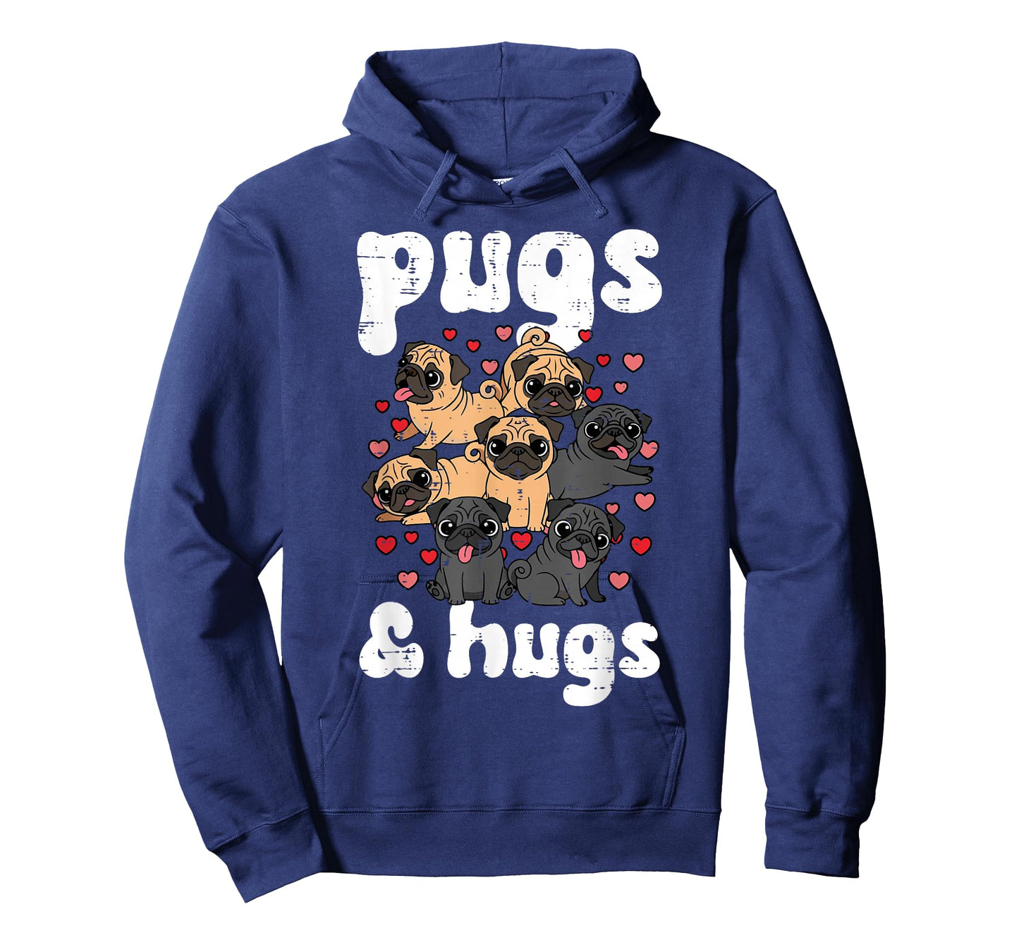 Valentines Day Dog Pug and Hugs Cute Puppy Men Women Kids T-Shirt