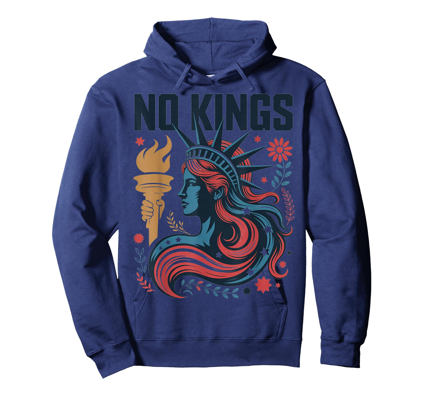 No Kings Retro Patriotic Woman Liberty Art Design T-Shirt