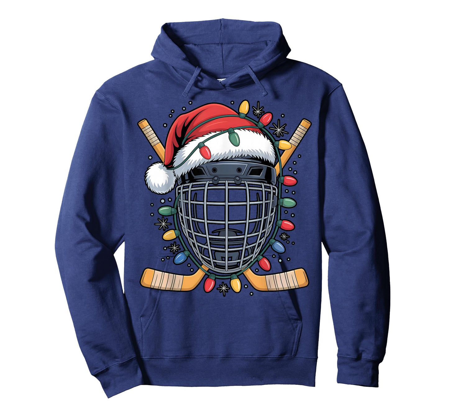 Santa Hockey Goalie Mask Christmas Lights Xmas Men Boys T-Shirt