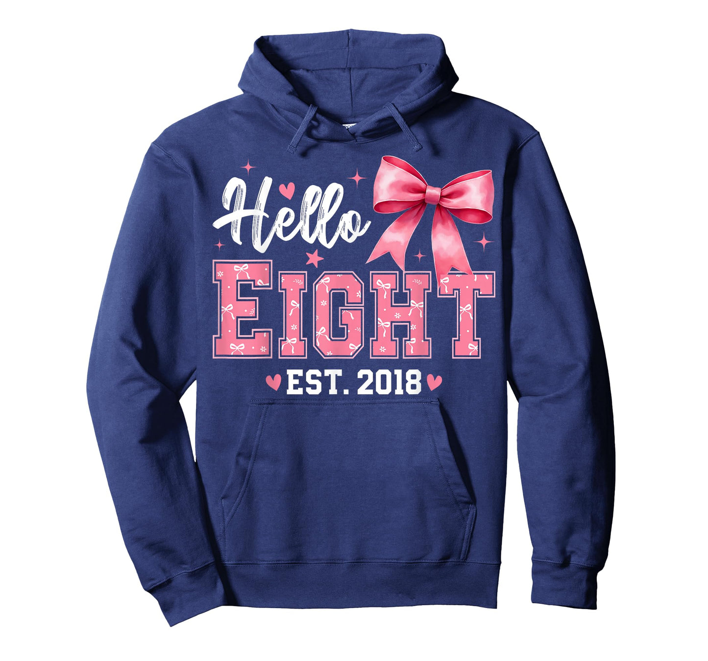 Hello Eight Est 2018 Coquette Bow 8th Birthday Girl T-Shirt