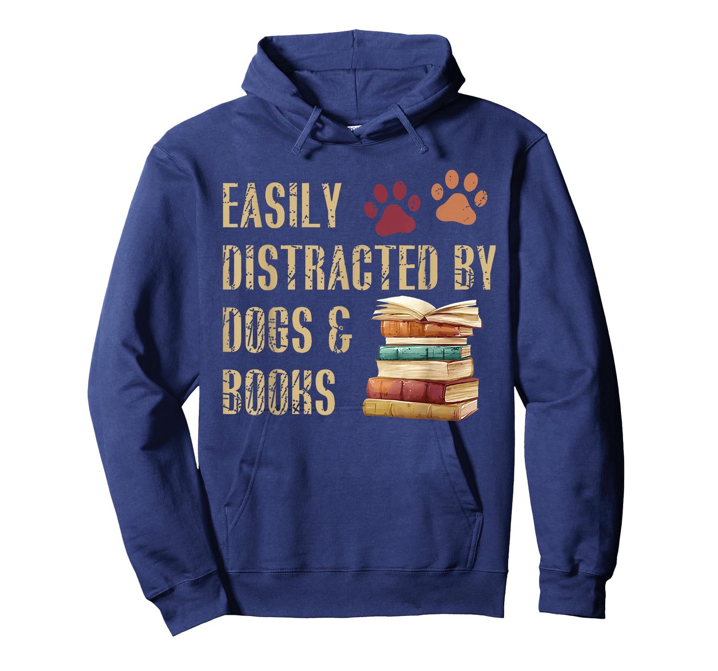 Easily Distracted by Dogs and Books Funny Pets Books Lovers T-Shirt