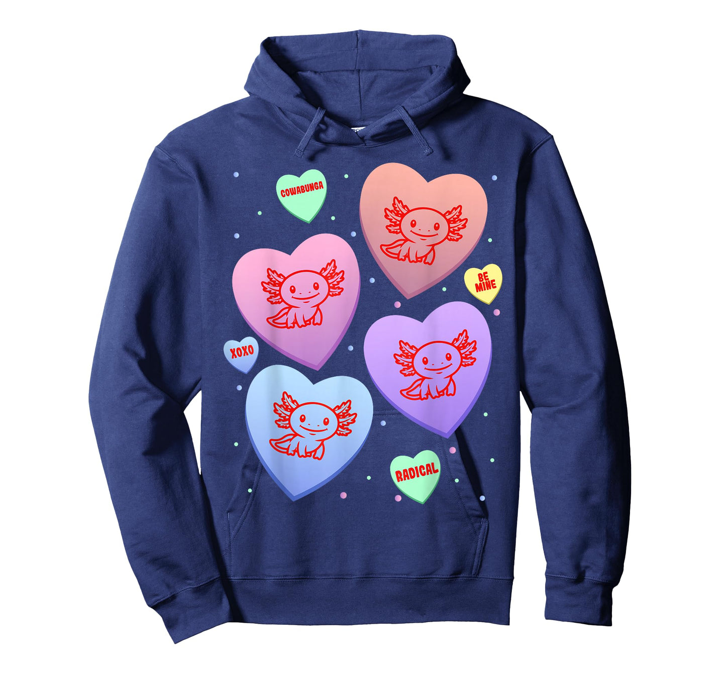Axolotl Candy Heart Cute Kitten Valentines Day T-Shirt