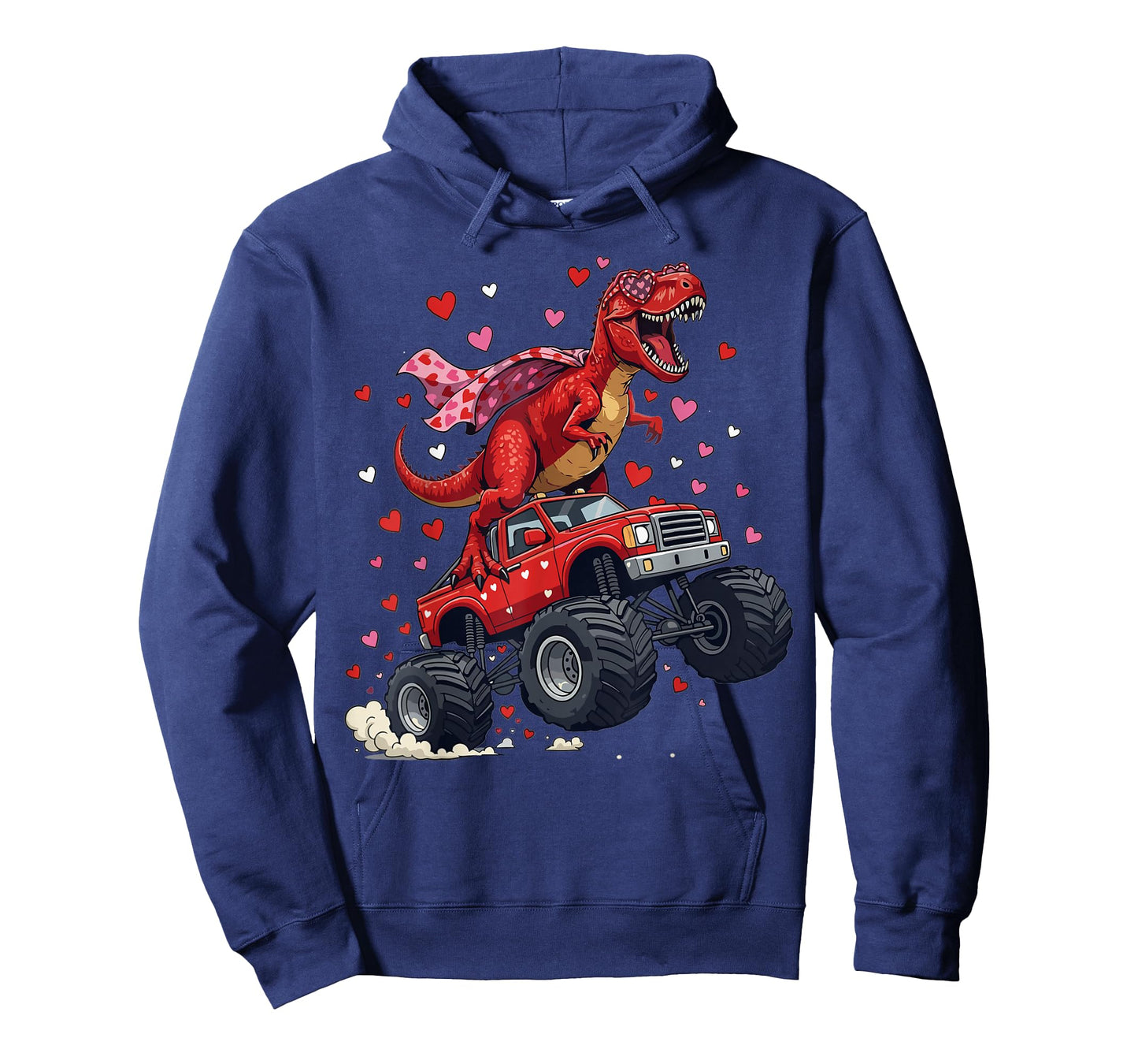 Valentines Day T Rex Riding Monster Truck Dino Heart T-Shirt