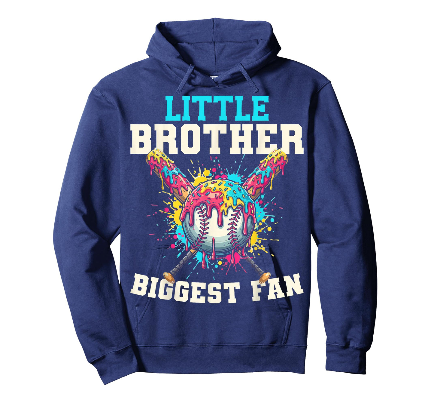 Little Brother Biggest Fan Baseball Cream Drip Crossed Bats T-Shirt