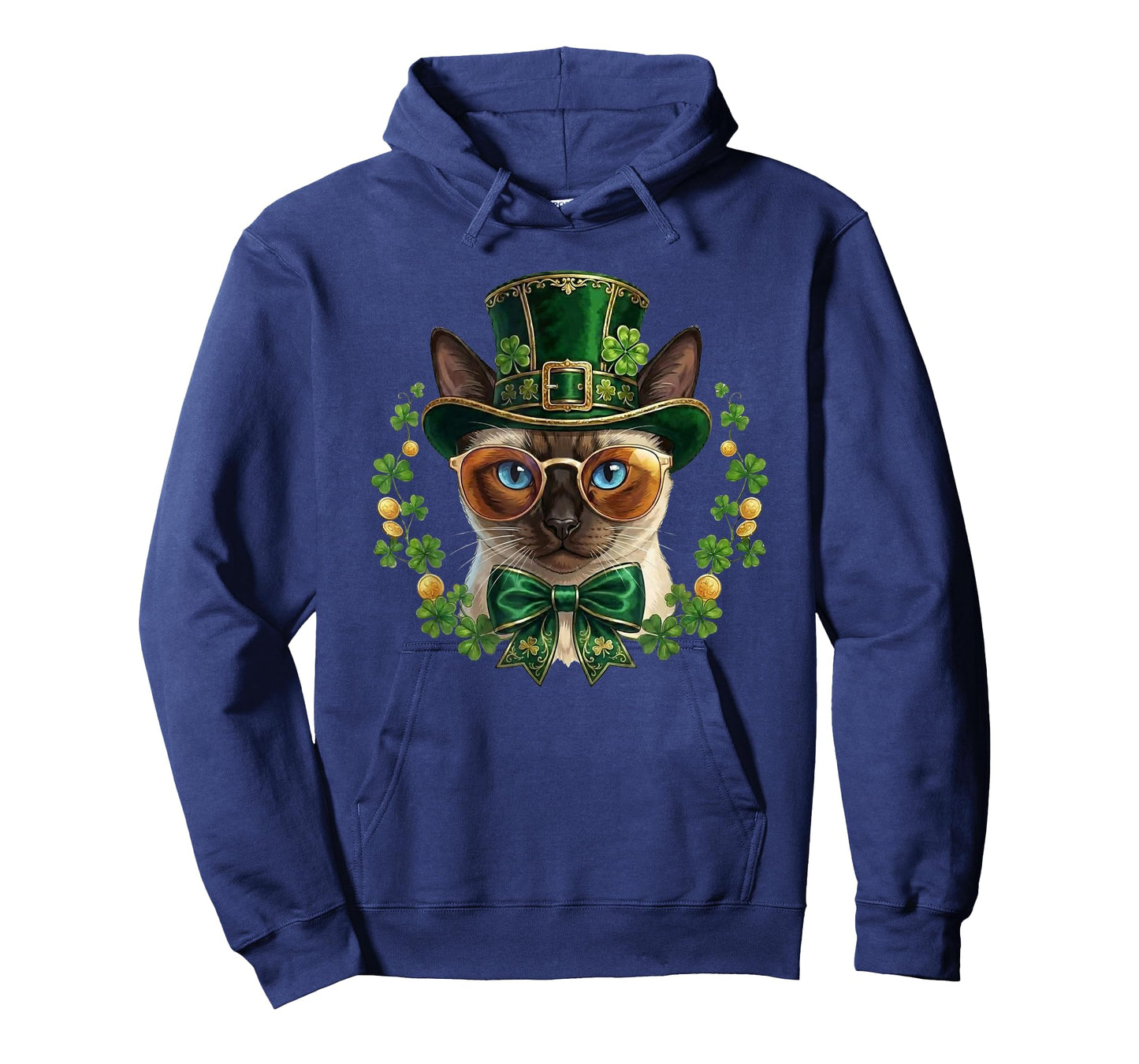 Siamese Cat Leprechaun Hat Glasses St Patricks Day T-Shirt