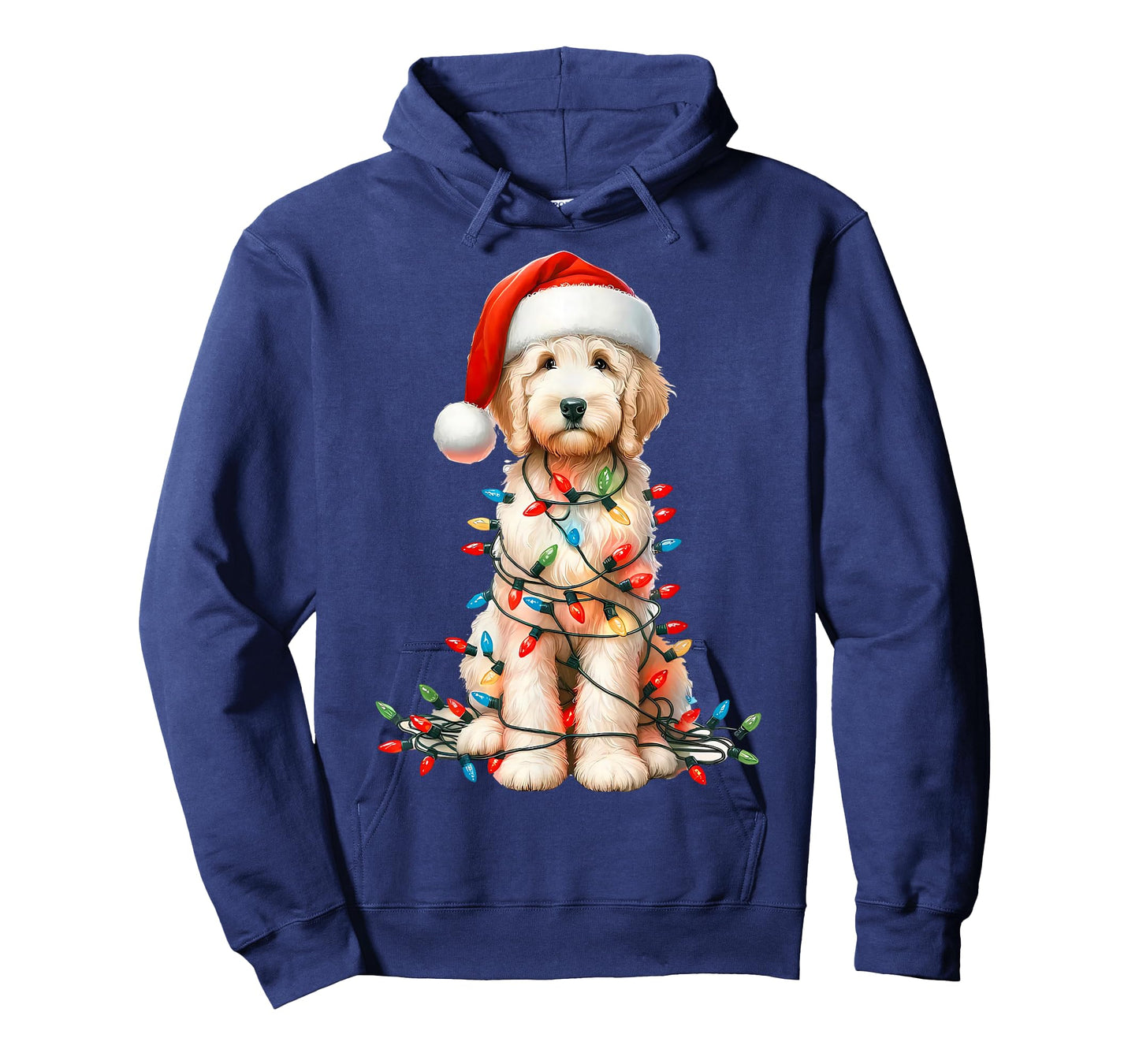 Christmas Golden Dog Santa Hat Xmas Lights Holiday Pet T-Shirt