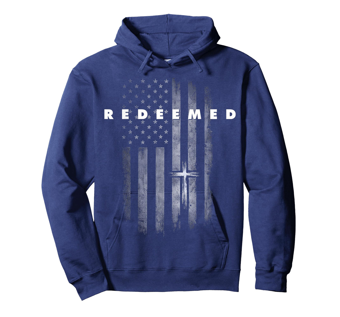 Redeemed Faith God Cross American Flag Gift Christian Men T-Shirt