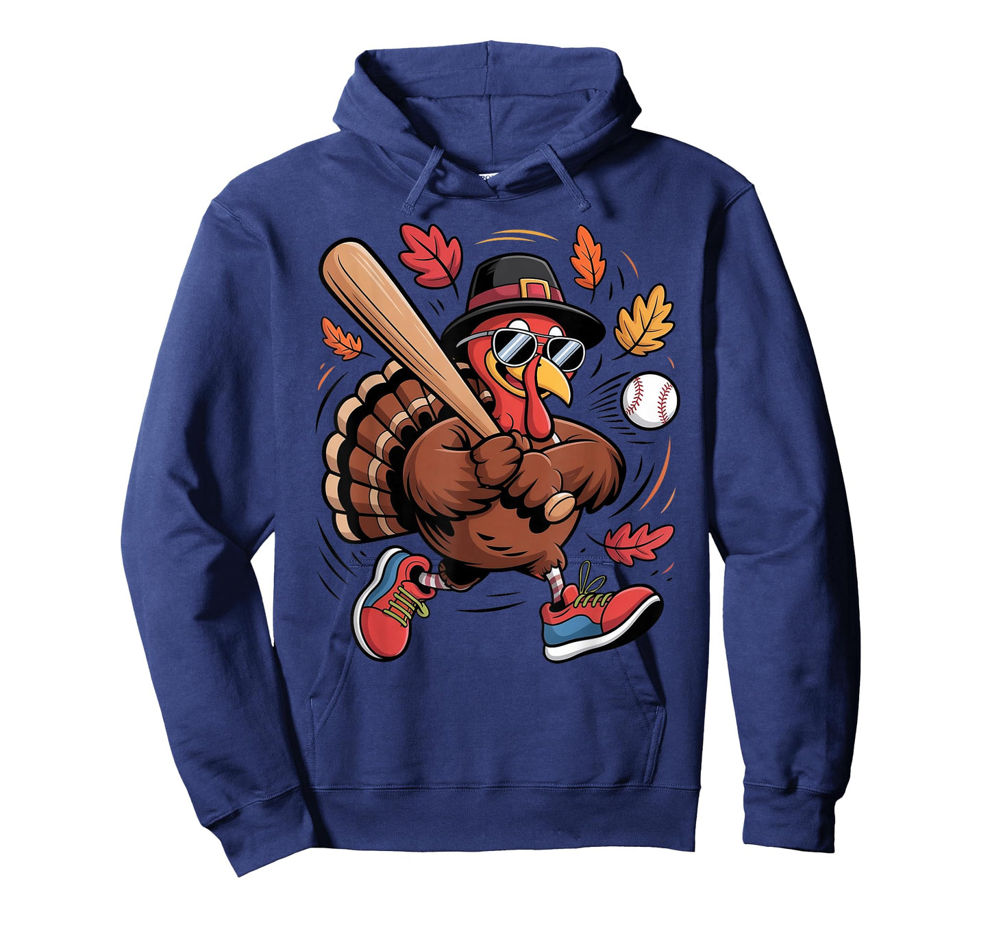 Turkey Playing Baseball Thanksgiving Boys Men Baseball Lover T-Shirt