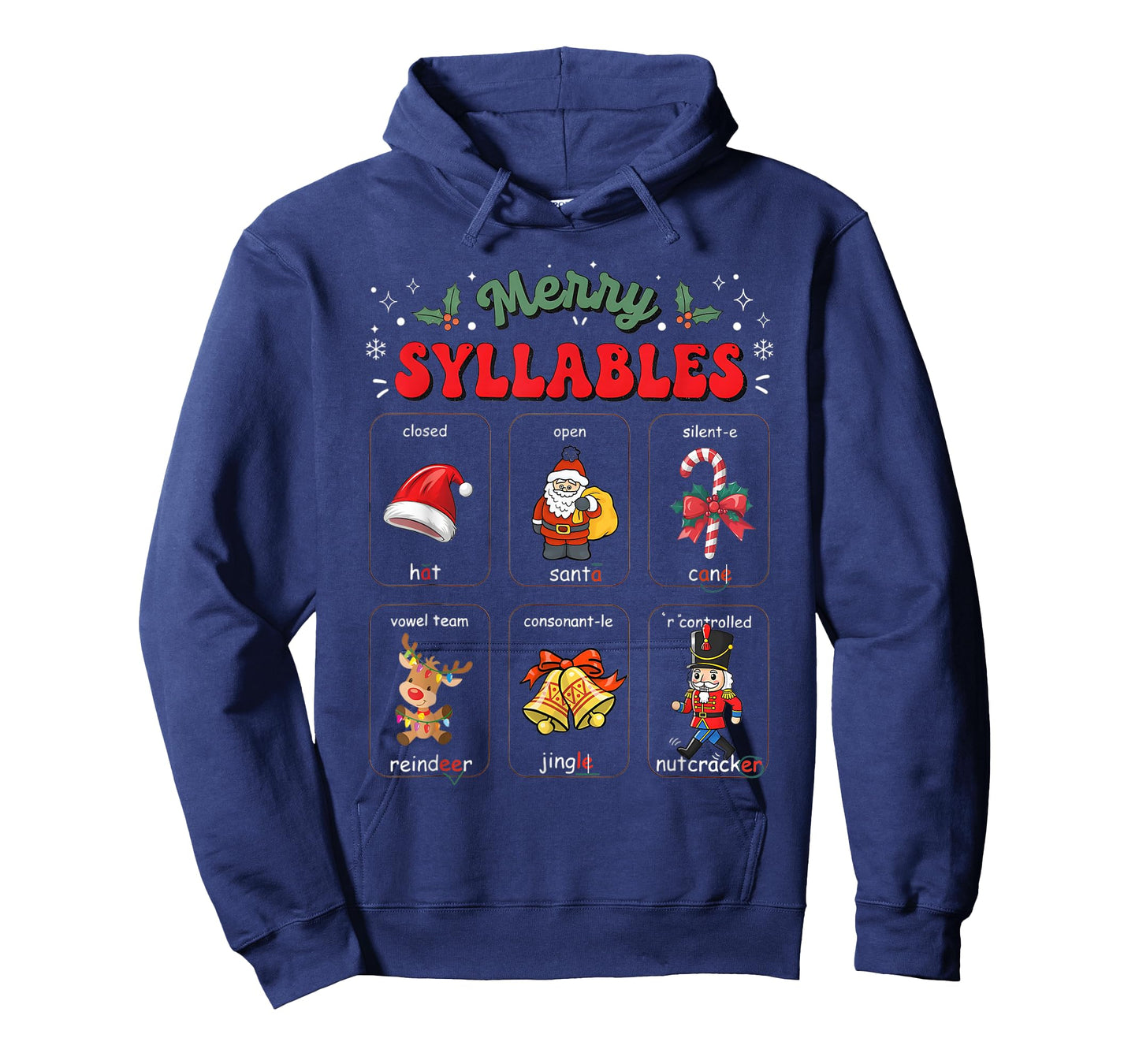 Funny Xmas Holiday Christmas Syllables Reading Teacher T-Shirt