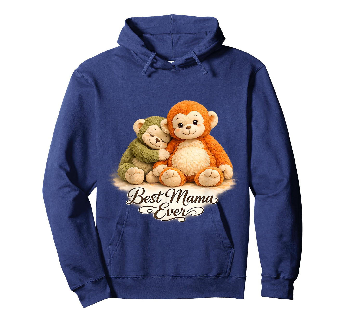 Cute Baby Punch Monkey Hug Plush Toy Best Mama Ever Graphic T-Shirt