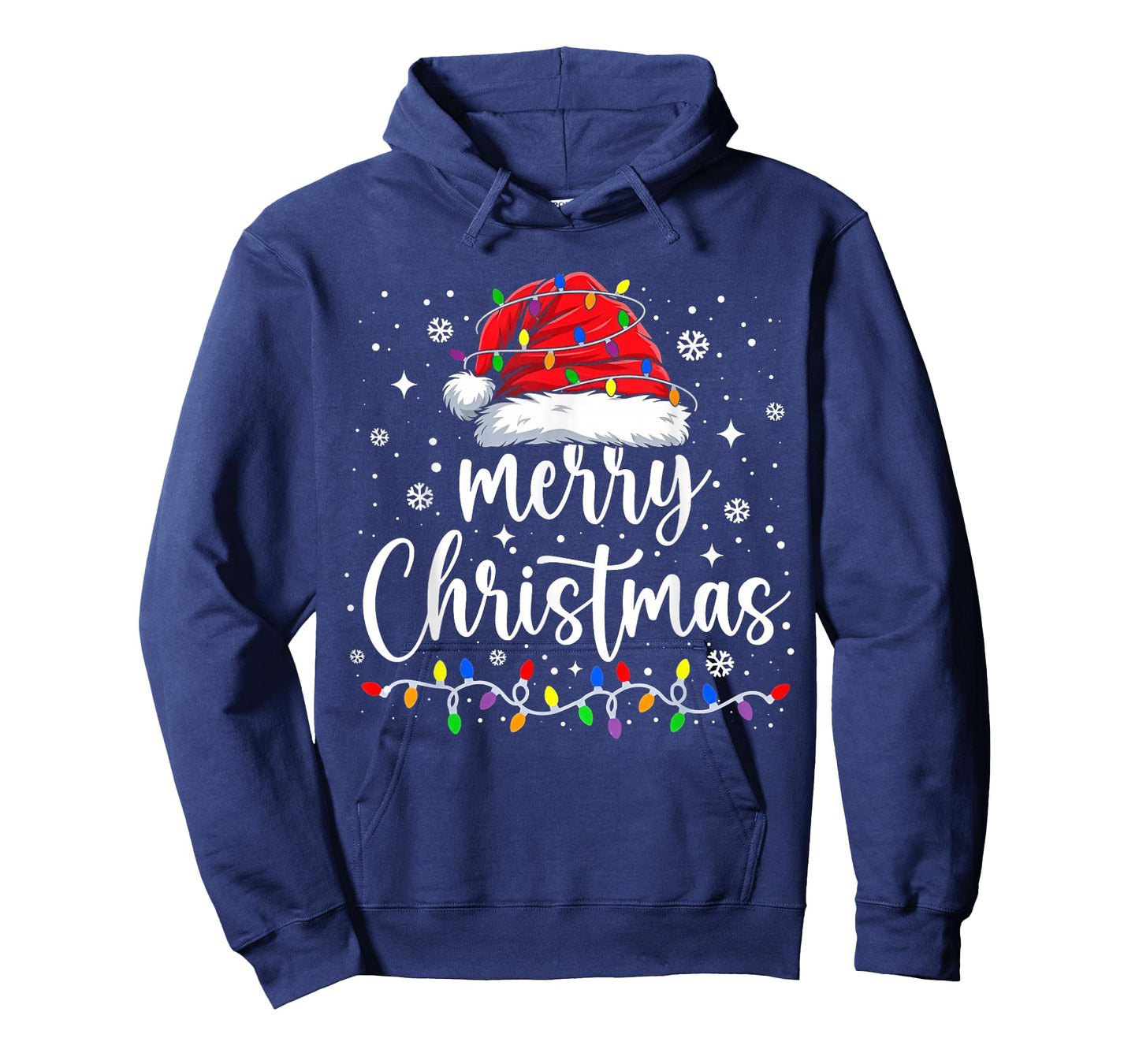 Merry Christmas Lights Santa Hat Xmas Family Matching Pajama T-Shirt