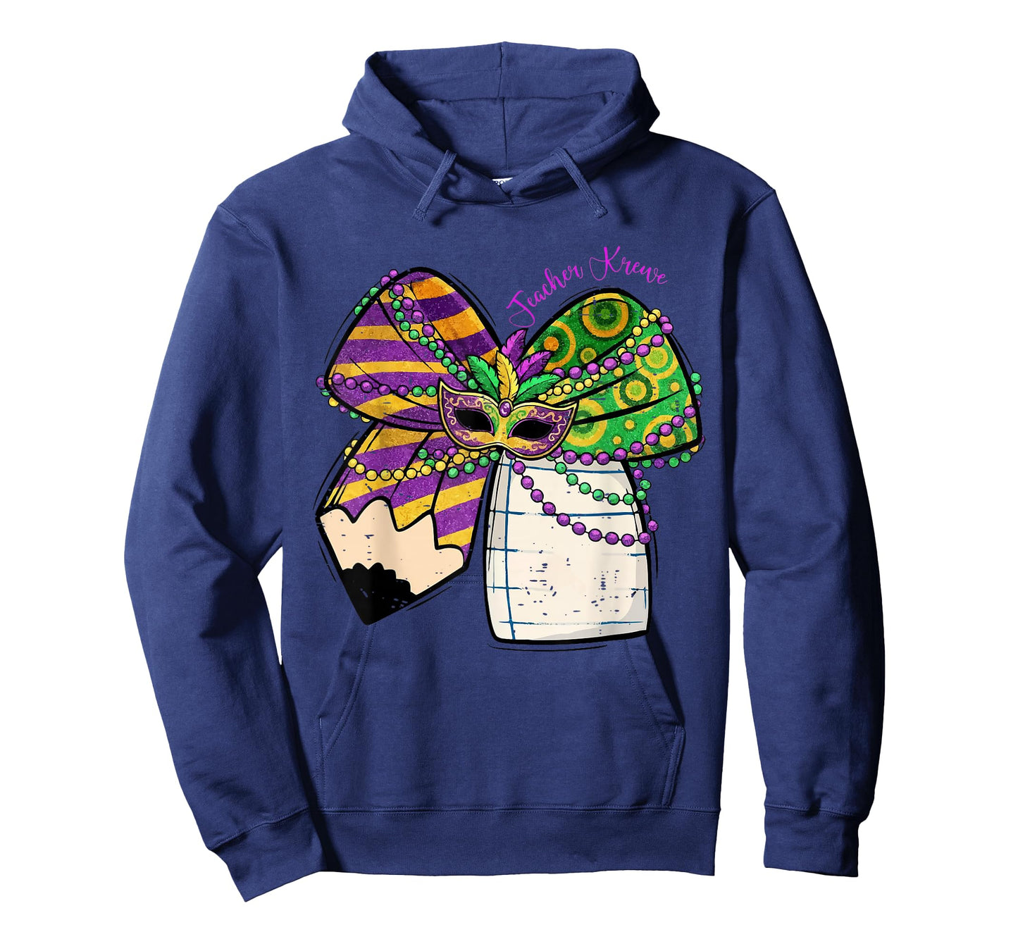 Coquette Bow Pencil Mask Beads Mardi Gras Teacher Krewe Cute T-Shirt