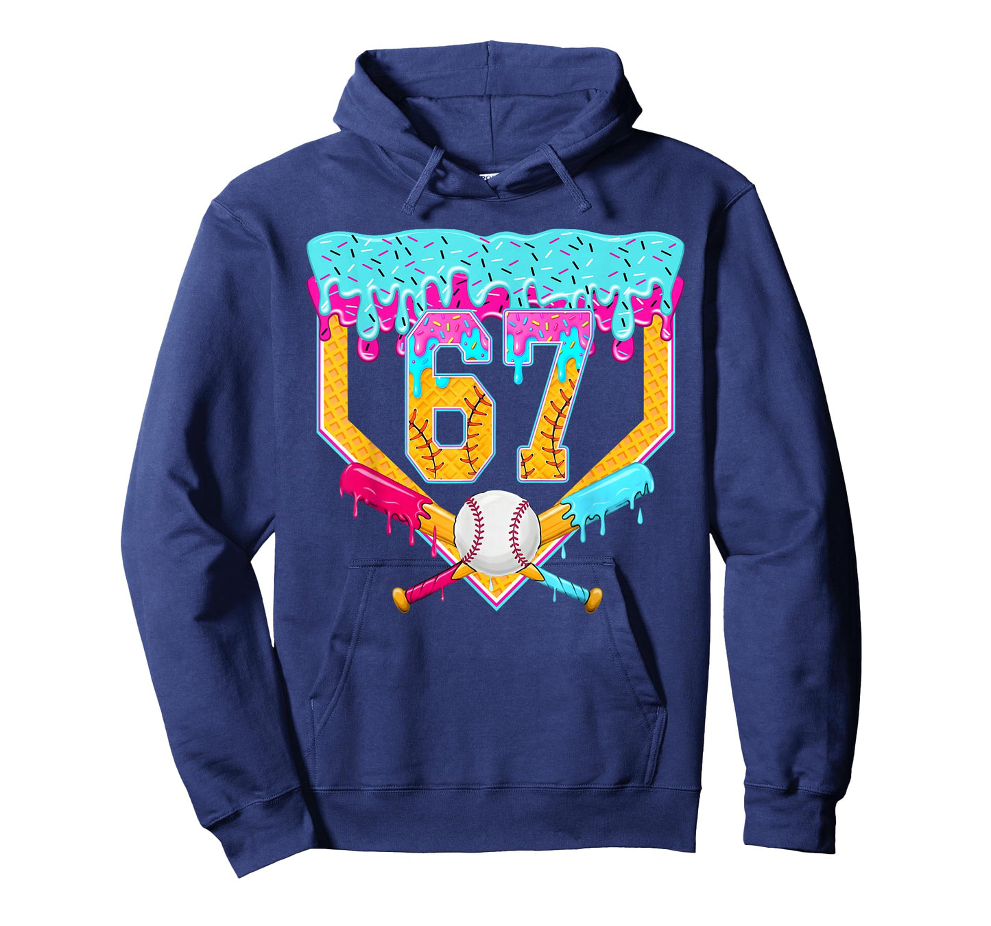 Baseball Drip Ice Cream Number 67 Player Or 67th Birthday T-Shirt