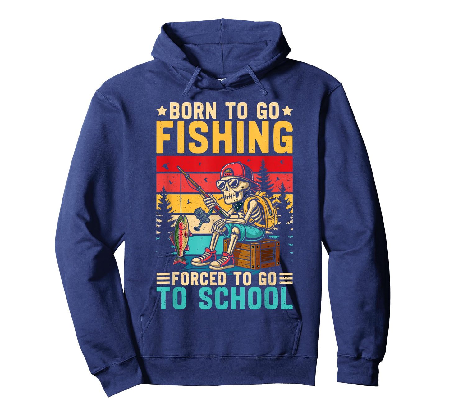 Born to Go Fishing Forced School Funny Boys Kids Men Fishing T-Shirt