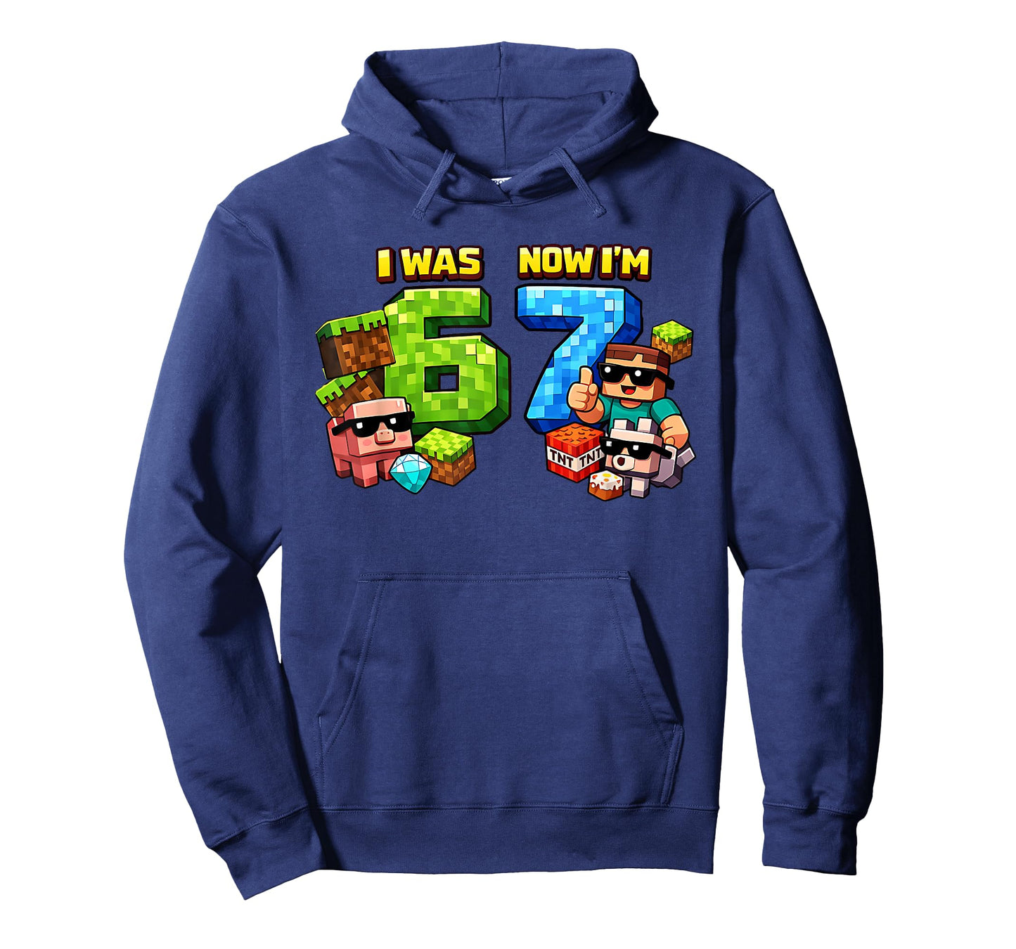 I was 6 Now I'm 7 Pixel Game Art 67 Meme Kids Birthday Party T-Shirt