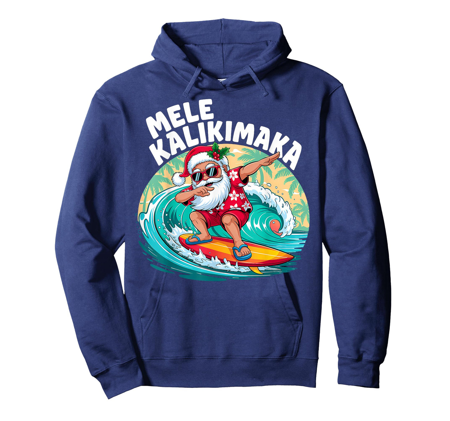 Mele Kalikimaka Hawaiian Christmas Santa Surfing Beach T-Shirt