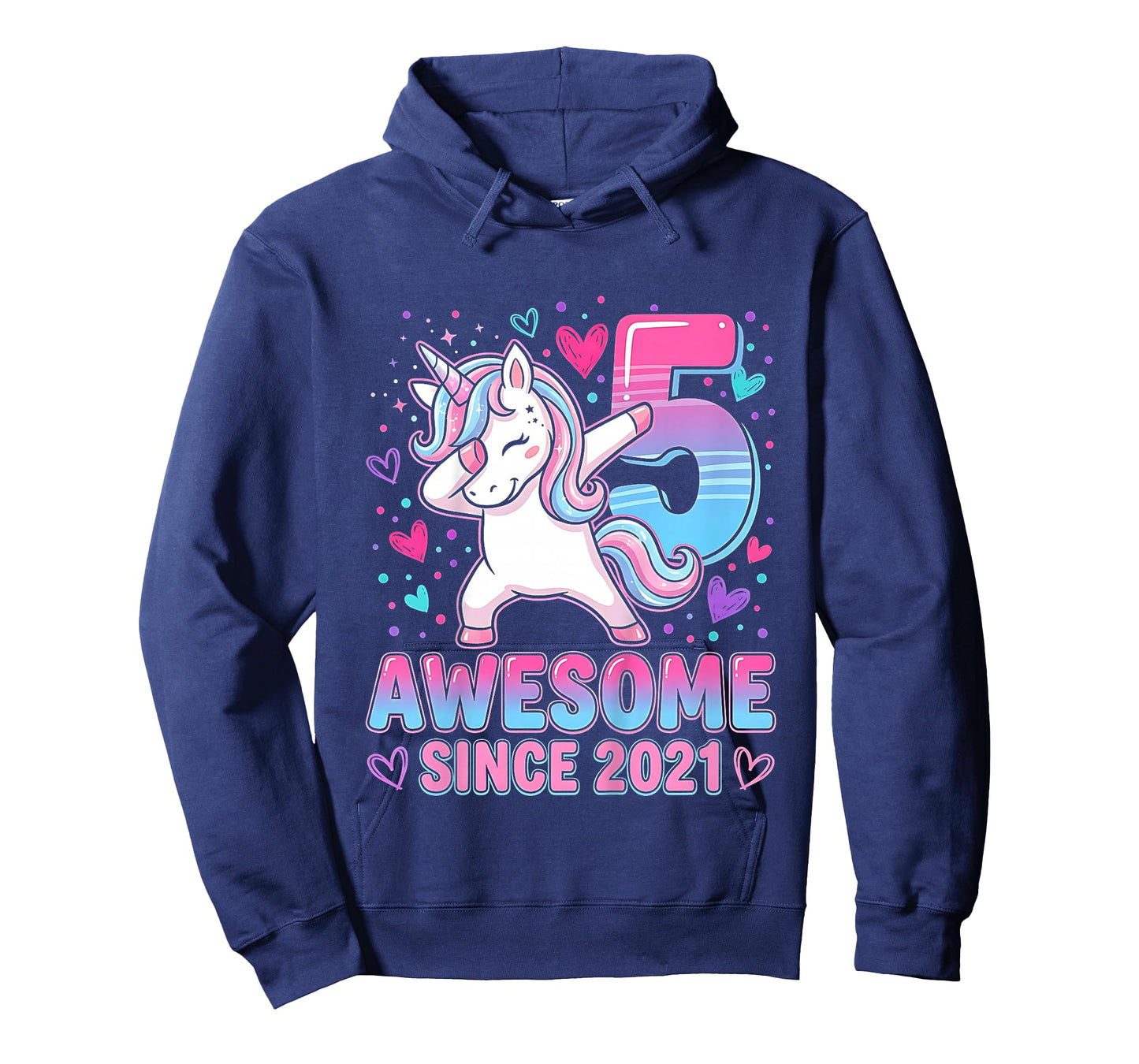 Kids 5th Birthday Girl Unicorn Shirt Awesome Since 2021 Unicorn T-Shirt