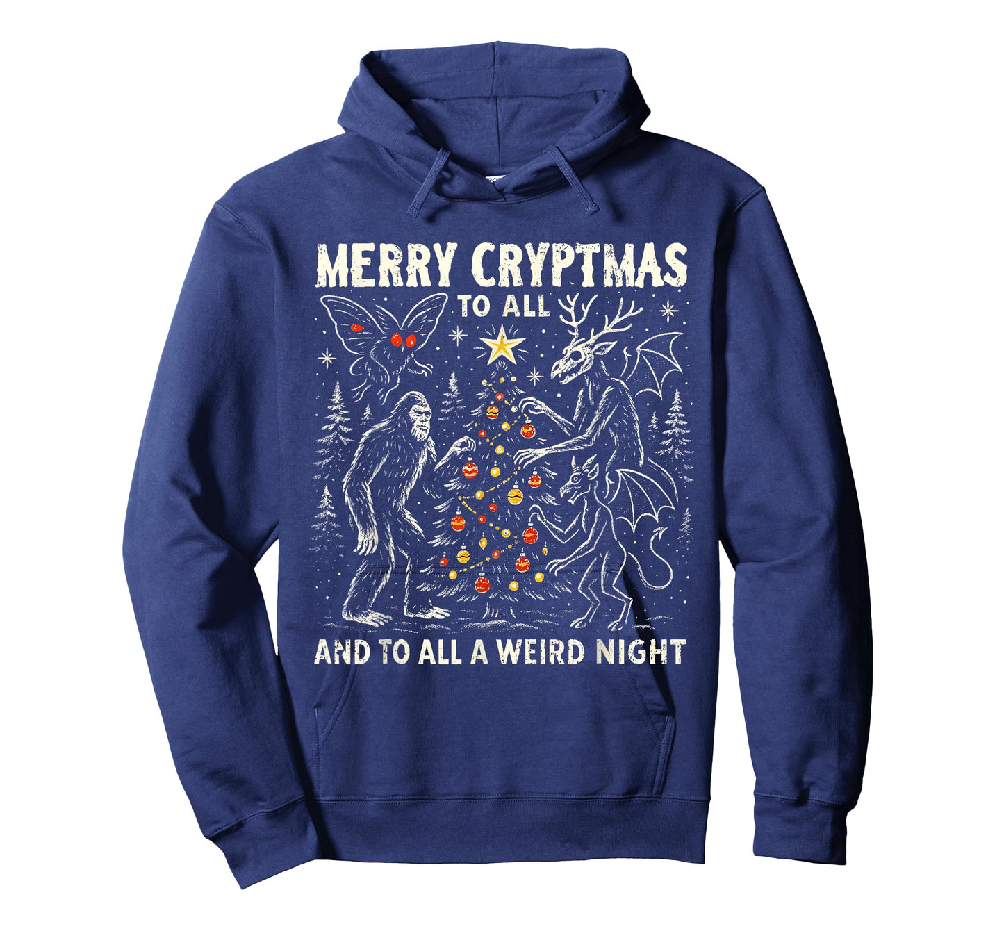 Merry Cryptmas Weird Night Cryptid Holiday Art T-Shirt