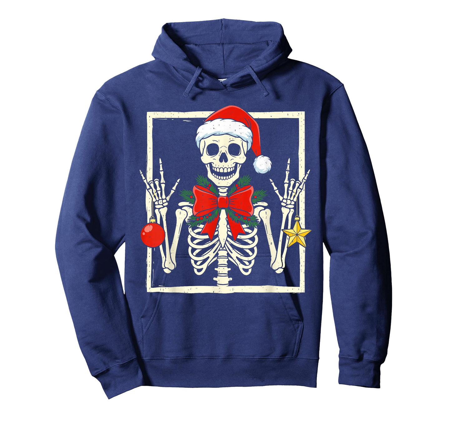 Cool Rocker Skeleton Santa Hat Christmas Punk Rock Xmas T-Shirt