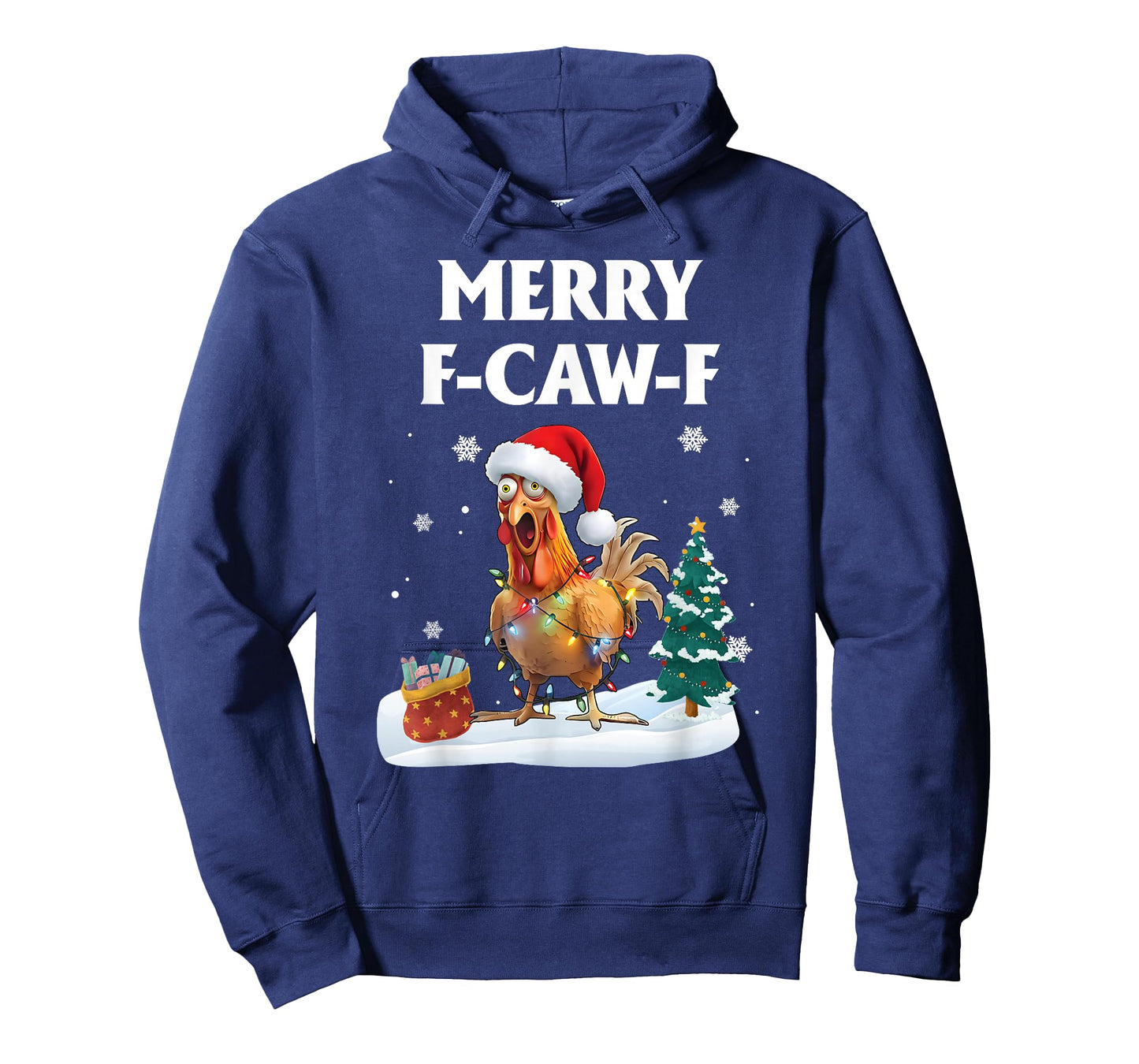 Merry F-Caw-F Funny Chicken Santa Rooster Christmas Lights T-Shirt